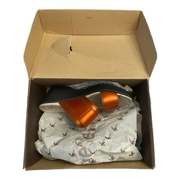 Dromedaris Jessie Leather Wedge Sandal Buckle Strap Open Toe Mandarin Size 38 - Picture 10 of 11